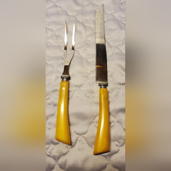 Kitchen Vintage Burns Manufacturing Knife And Fork Carving Set